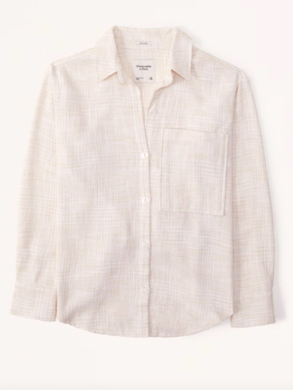 Abercrombie & Fitch Textured Button-Up Shirt in Oatmeal
